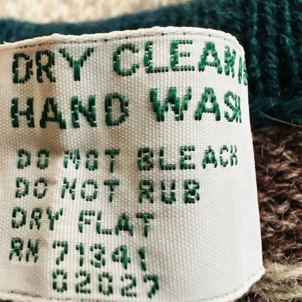 L.L. Bean *!00% Pure Wool* Beige & Brown Knitted Cozy Sweater - Womens Size XL - Picture 10 of 10